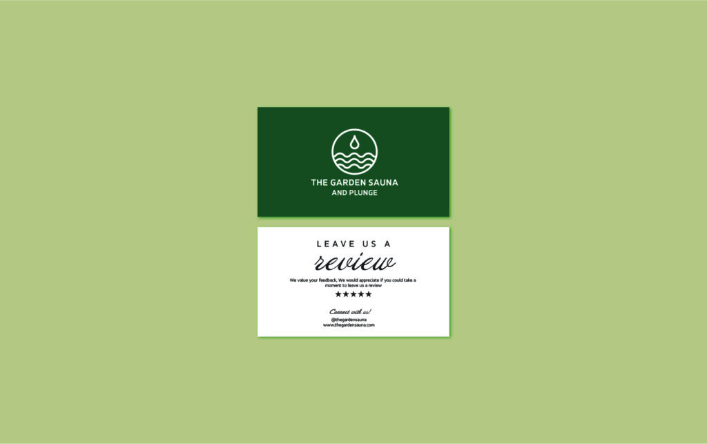 The Garden Sauna and Plunge business card design