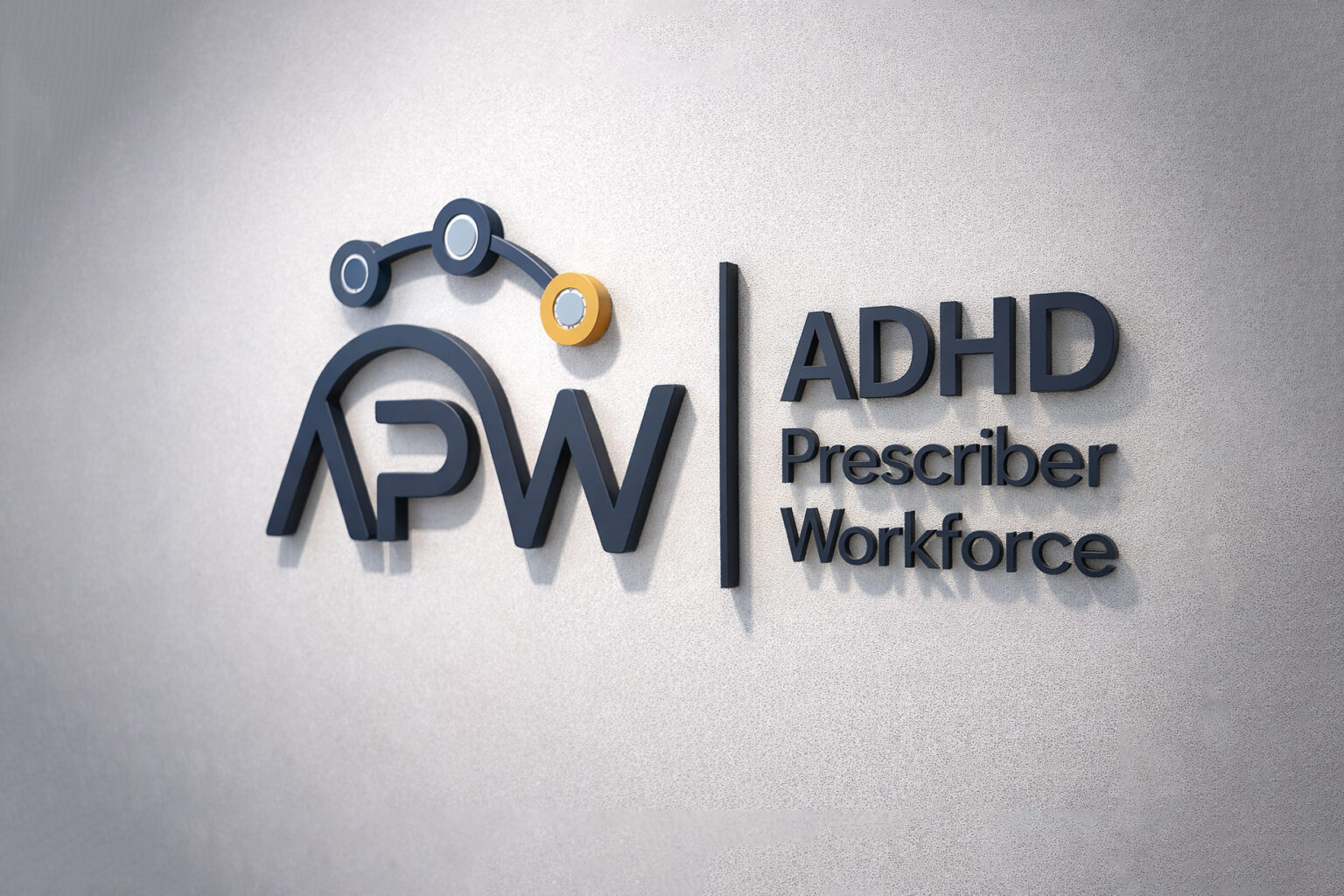 APW ADHD Prescriber Workforce logo mounted on a wall