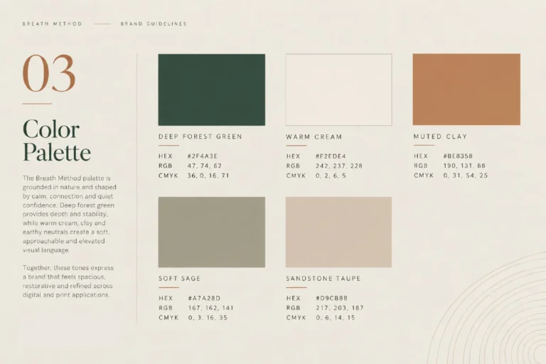 Breath Method brand guidelines: colour palette