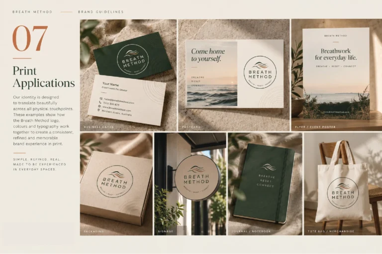 Breath Method brand guidelines: print applications