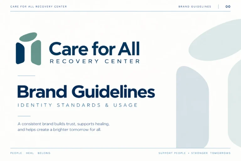 Care for All Recovery Center brand guidelines cover