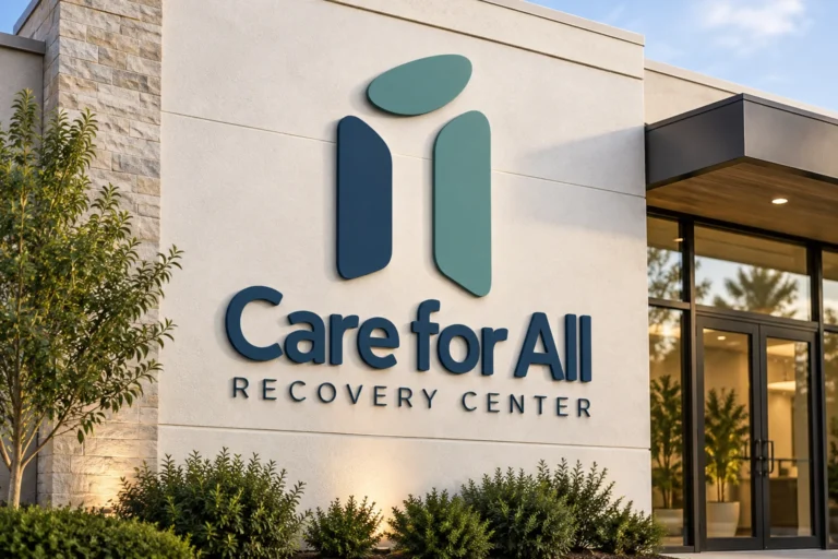 Care for All Recovery Center logo signage on a building exterior