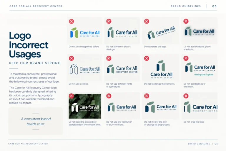 Care for All brand guidelines: incorrect logo usage