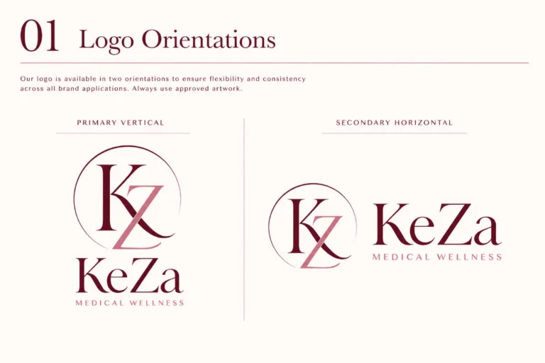 KeZa Medical Wellness brand guidelines: logo orientations