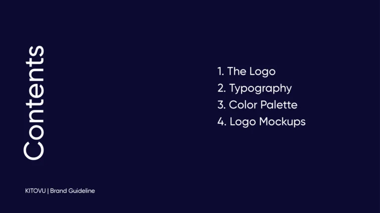 Kitovu brand guidelines contents page