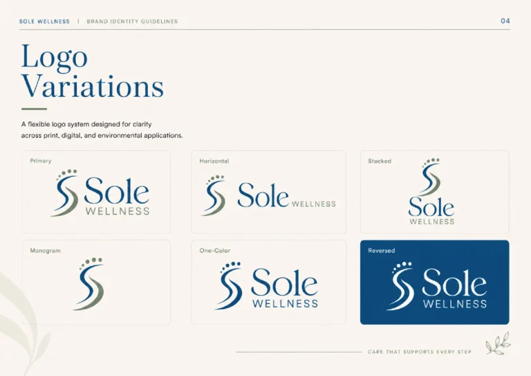 Sole Wellness brand guidelines: logo variations