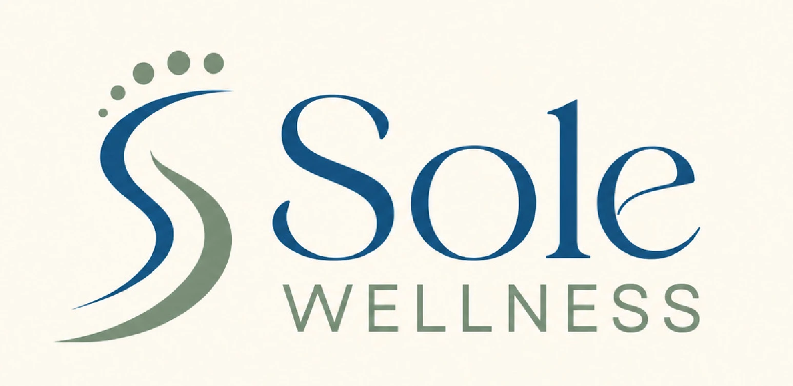 Sole Wellness logo: an S monogram with footprint dots beside the Sole Wellness wordmark