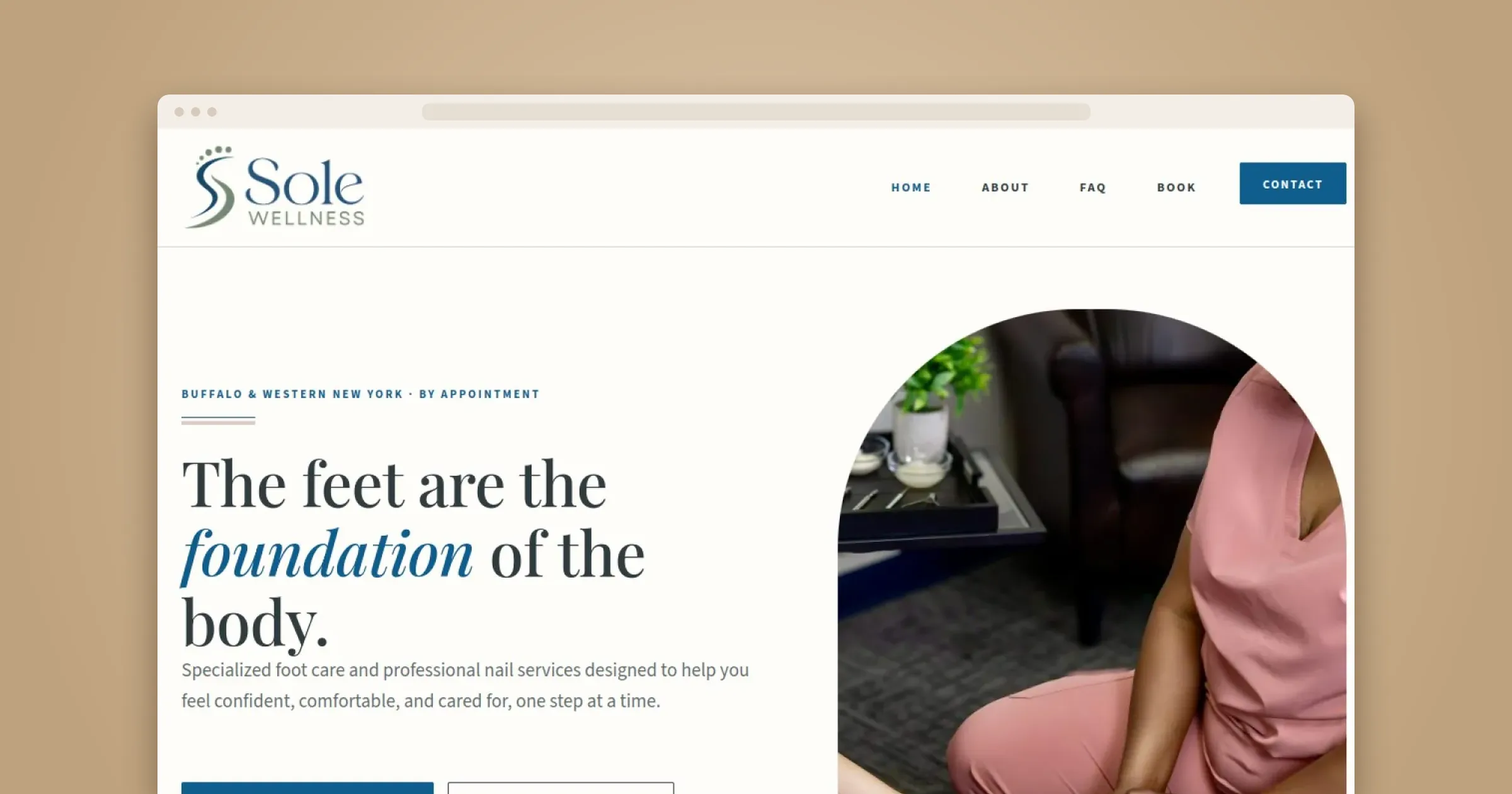 Sole Wellness foot care website home page shown in a browser window